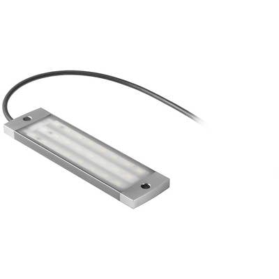Rechteckige LED-Lampe mit Metallrahmen und schwarzem Kabel, geeignet für moderne Beleuchtungslösungen.