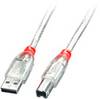 LINDY USB-Kabel USB 2.0 USB-A Stecker, USB-B Stecker 3.00 m Transparent doppelt geschirmt 41754
