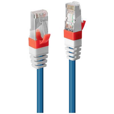 Zwei Ethernet-Kabel mit blauen Ummantelungen und roten Steckern, zeigen den Steckverbinder für Computer- oder Netzwerkanbindungen.