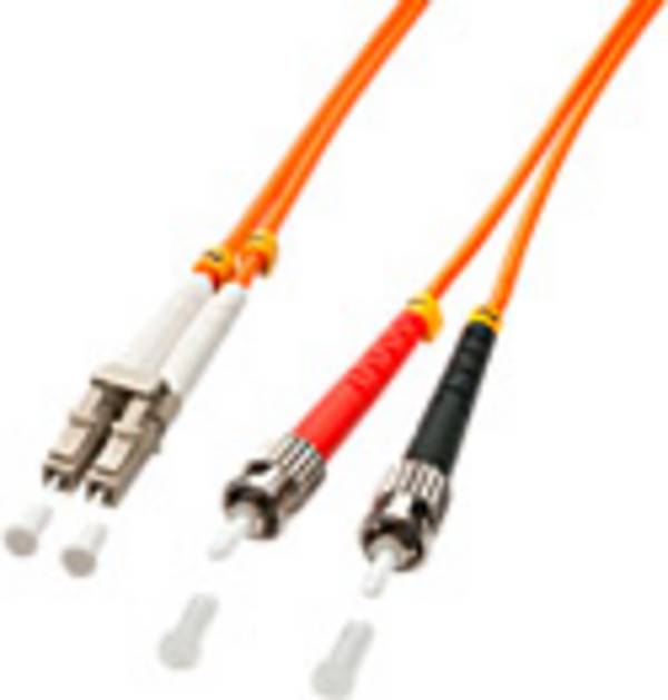 LINDY 46491 Glasfaser LWL Anschlusskabel 2.00 m Mehrfarbig [2x LC - 2x ST] 50/125 µ Multimode OM2
