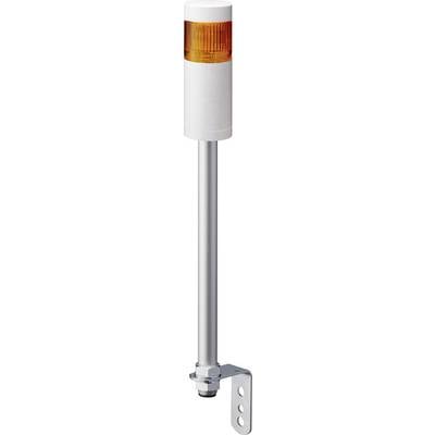 Ein LED-Signalturm mit orangefarbenem Leuchtelement, montiert an einem Metallstab und einer Halterung zur Befestigung an Flächen.