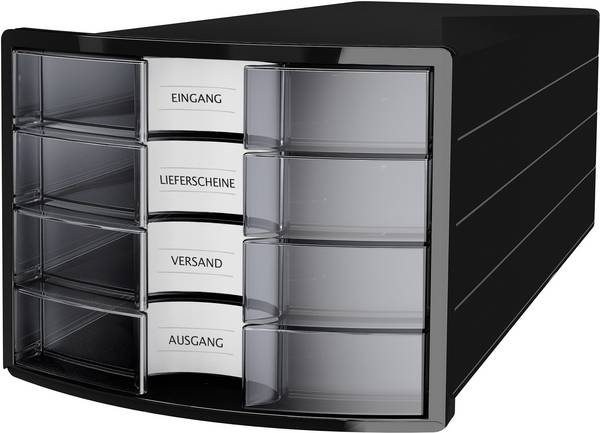 HAN IMPULS 2.0 1012-363 Schubladenbox Schwarz DIN A4, DIN C4 Anzahl der Schubfächer: 4