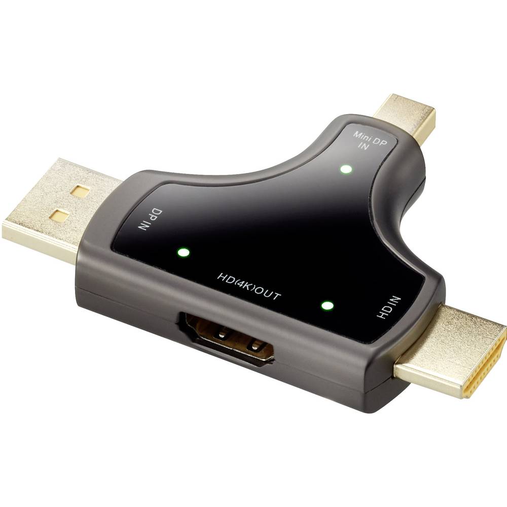 Renkforce DisplayPort-HDMI Adapter [3x DisplayPort stekker, Mini-DisplayPort stekker, HDMI-stekker 1