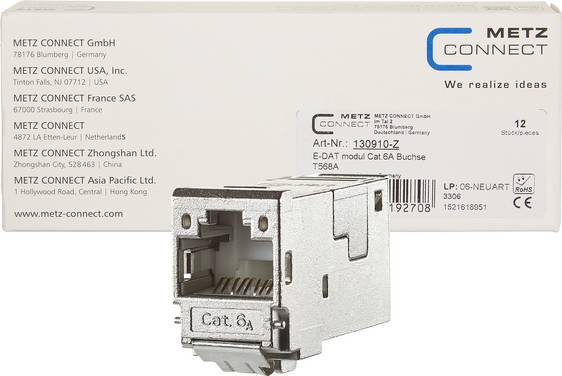 Metz Connect 130910-Z RJ45-Einbaumodul E-Dat, Modul-Steckgesicht CAT 6a 1 St.