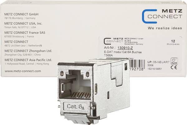 METZ CONNECT E-DAT modul Cat.6A Buchse, nur im 12er Pack