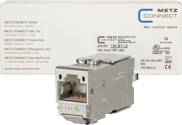 Metz Connect 130B11-Z RJ45-Einbaumodul E-Dat, Modul-Steckgesicht CAT 6a 1 St.