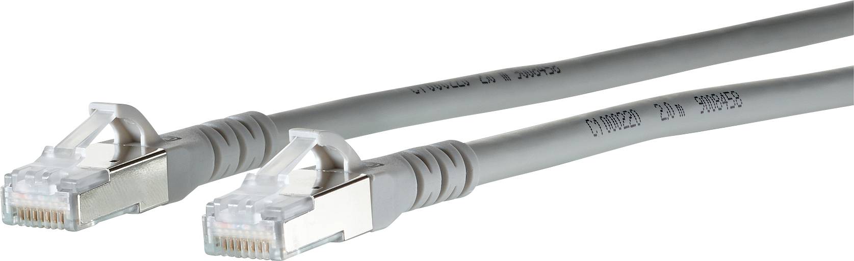 Metz Connect 130845D033-E RJ45 Patchkabel CAT 6a S/FTP 40.00 m Grau Folienschirm, Geflechtschirm, Gesamtschirm 1 St.-0