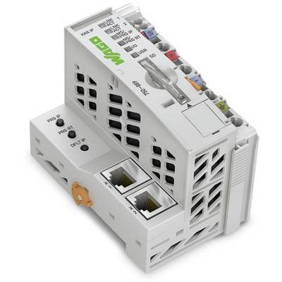 'WAGO I/O System 750 Module' mit mehreren Steckplätzen und Anschlüssen. Es ermöglicht die Integration und Kommunikation verschiedener Geräte innerhalb automatisierter Systeme.