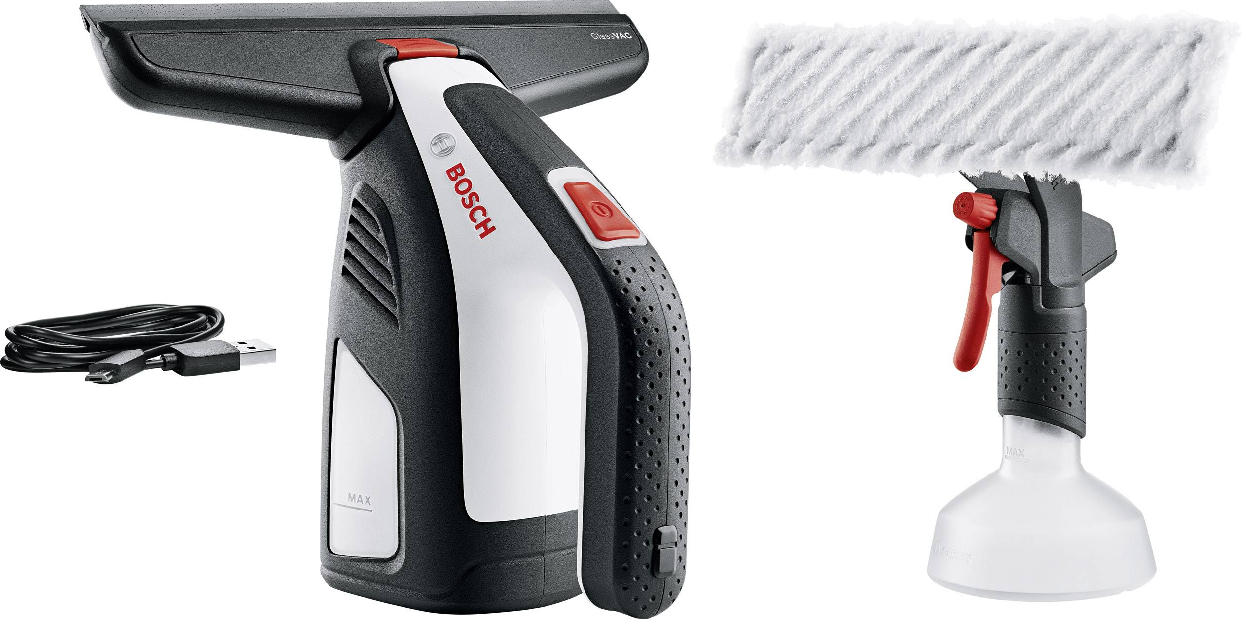 Bosch Home and Garden Glass Vac Solo Plus Raamzuiger Zwart, Grijs