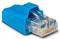 Blauer Netzwerkkabelstecker mit transparentem RJ45-Anschlussende, oft für Ethernet-Verbindungen genutzt.
