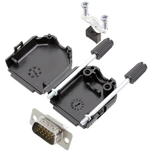 encitech DPPK09-BK-HDP15-W-K 6355-8011-01 D-SUB Stiftleisten-Set 180 ° Polzahl: 15 Lötkelch 1 St.