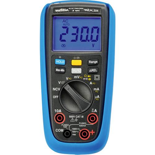 Metrix MTX 204 Hand-Multimeter kalibriert (DAkkS-akkreditiertes Labor) digital Grafik-Display CAT III 600 V Anzeige (Cou...
