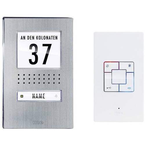 m-e modern-electronics ADV 1141 Vistadoor Türsprechanlage Kabelgebunden Komplett-Set Edelstahl, Weiß