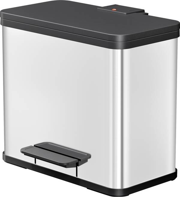 Hailo öko trio plus L 6332000 Mülleimer 27 l Edelstahl (L x B x H) 470 x 470 x 430 mm Edelstahl Fuß-Tretmechanik 1 St.