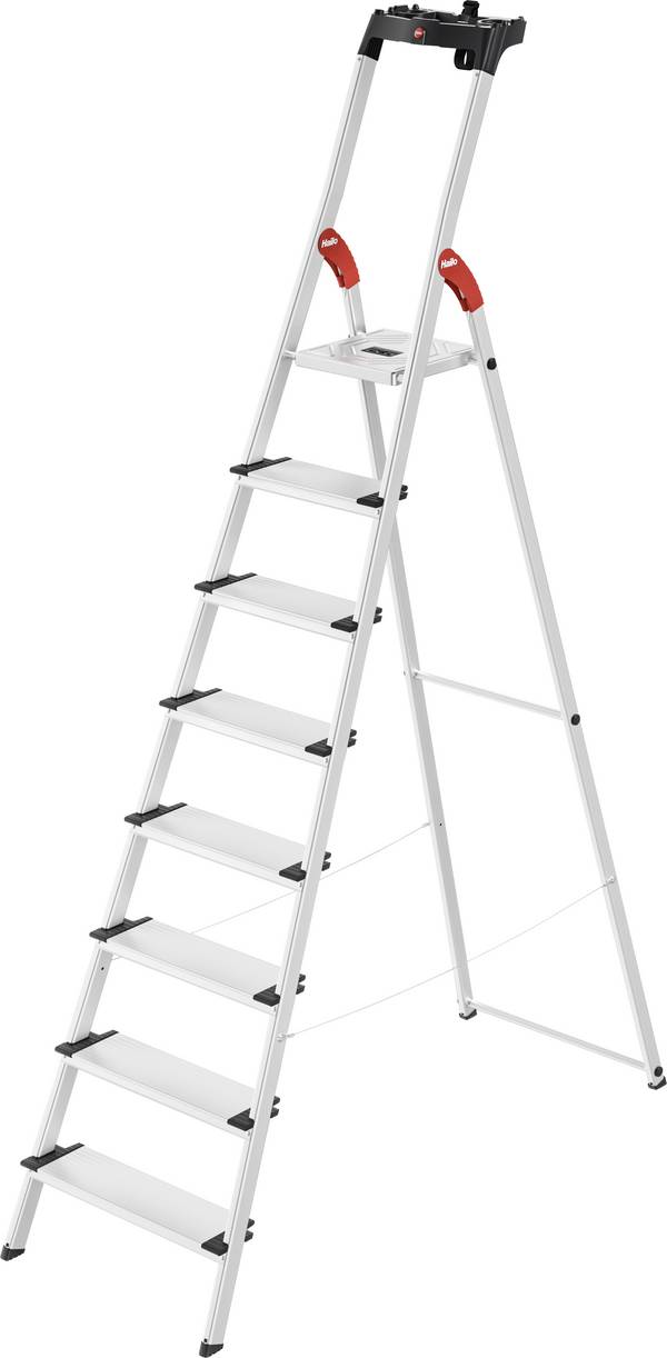 Hailo L80 ComfortLine 8040-807 Aluminium Stufen-Stehleiter inkl. Werkzeugablage Arbeitshöhe (max.): 3.45 m Silber, Schwarz, Rot EN 131 9 kg