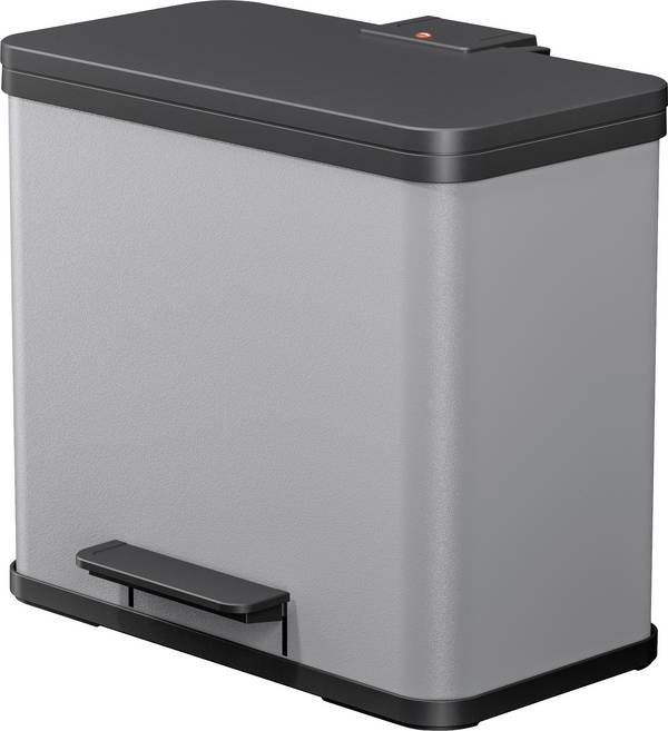 Hailo öko trio plus L 6332200 Mülleimer 27 l Stahlblech (L x B x H) 470 x 470 x 430 mm Hellgrau Fuß-Tretmechanik 1 St.