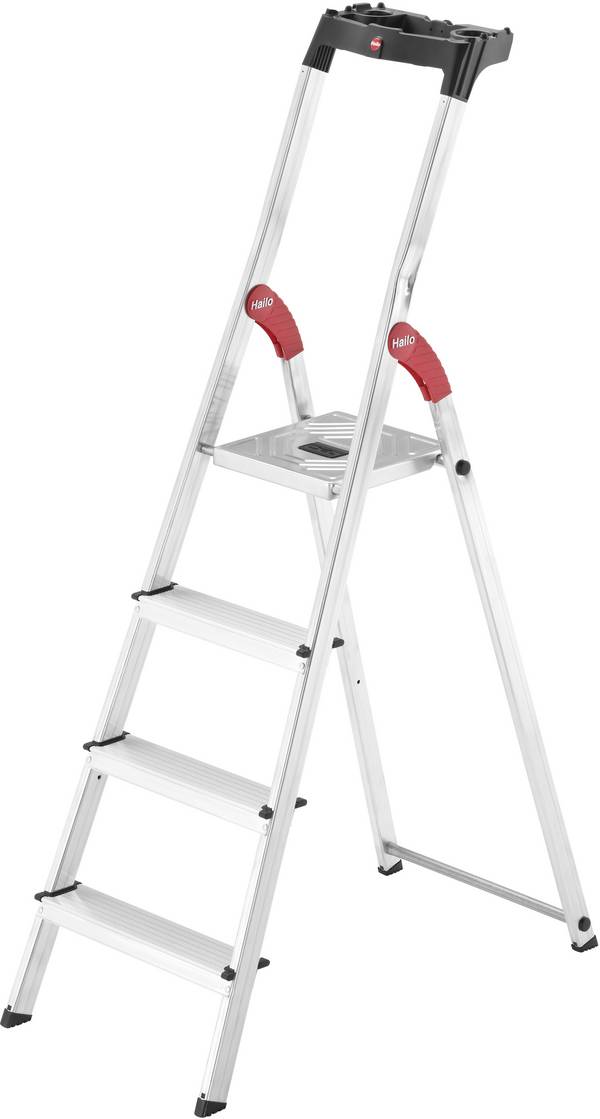Hailo L60 StandardLine 8160-407 Aluminium Stufen-Stehleiter inkl. Werkzeugablage Arbeitshöhe (max.): 2.6 m Silber, Rot, Schwarz EN 131 4.4 kg