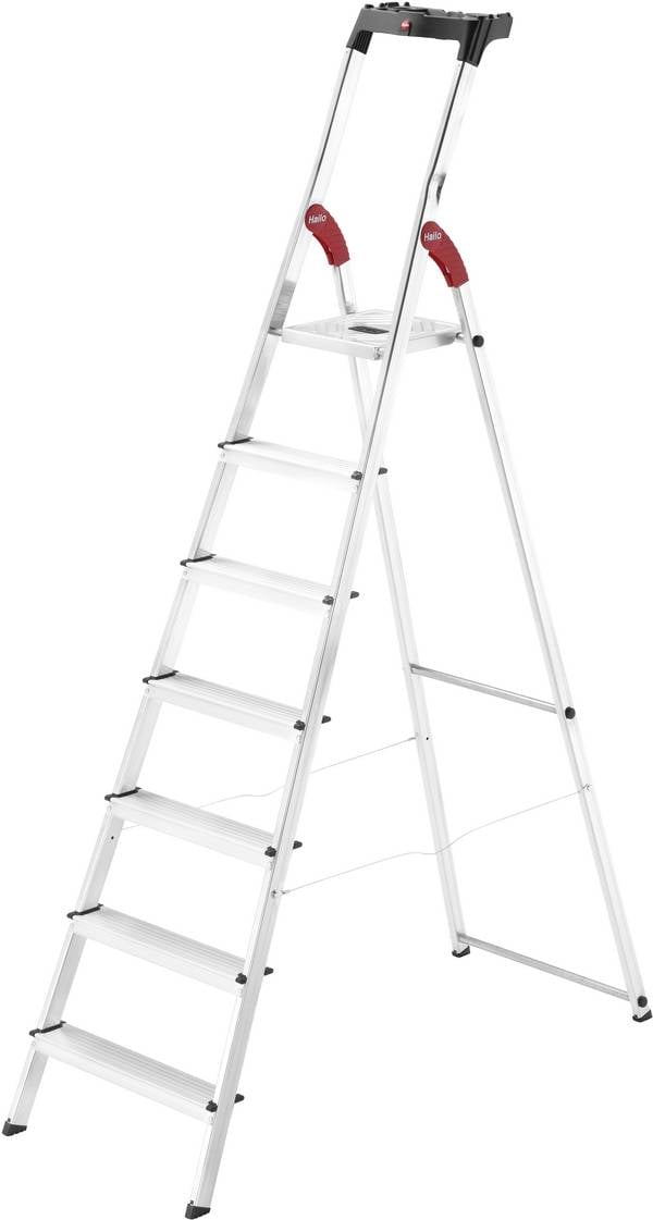 Hailo L60 StandardLine 8160-707 Aluminium Stufen-Stehleiter inkl. Werkzeugablage Arbeitshöhe (max.): 3.25 m Silber, Rot, Schwarz EN 131 6.8 kg
