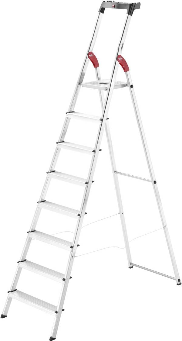Hailo L60 StandardLine 8160-807 Aluminium Stufen-Stehleiter inkl. Werkzeugablage Arbeitshöhe (max.): 3.45 m Silber, Rot, Schwarz EN 131 7.8 kg