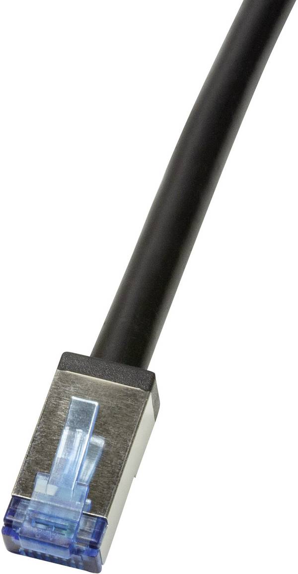 LogiLink CQ7123S RJ45 Patchkabel CAT 6a S/FTP 30.00 m Schwarz Geschirmt, UV-Beständig, Ölbeständig 1 St.
