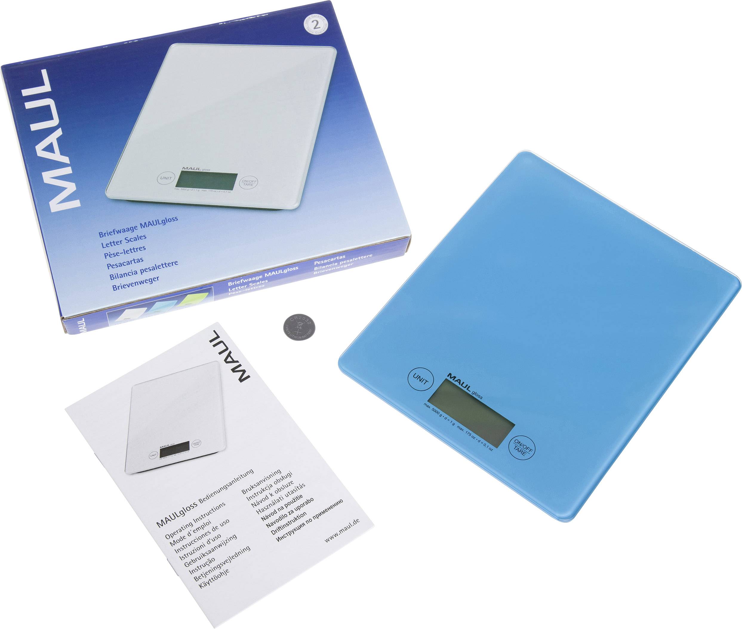 Maul 1666034 Briefwaage 1666034 Wägebereich (max.) 5000 g Ablesbarkeit 1 g batteriebetrieben Hellblau-2