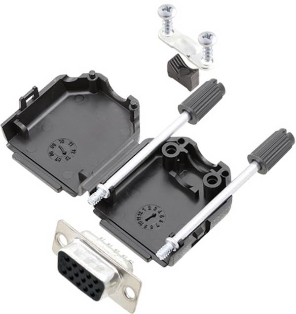 TRU COMPONENTS TCDPPK09BKHDS15K 7709504K D-SUB Buchsenleisten-Set 180 ° Polzahl: 15 Lötkelch 1 St.