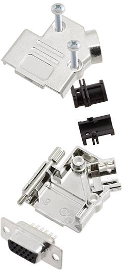 TRU COMPONENTS TCD45PKM09HDS15K 7709156 D-SUB Buchsenleisten-Set 45 ° Polzahl: 15 Lötkelch 1 St.