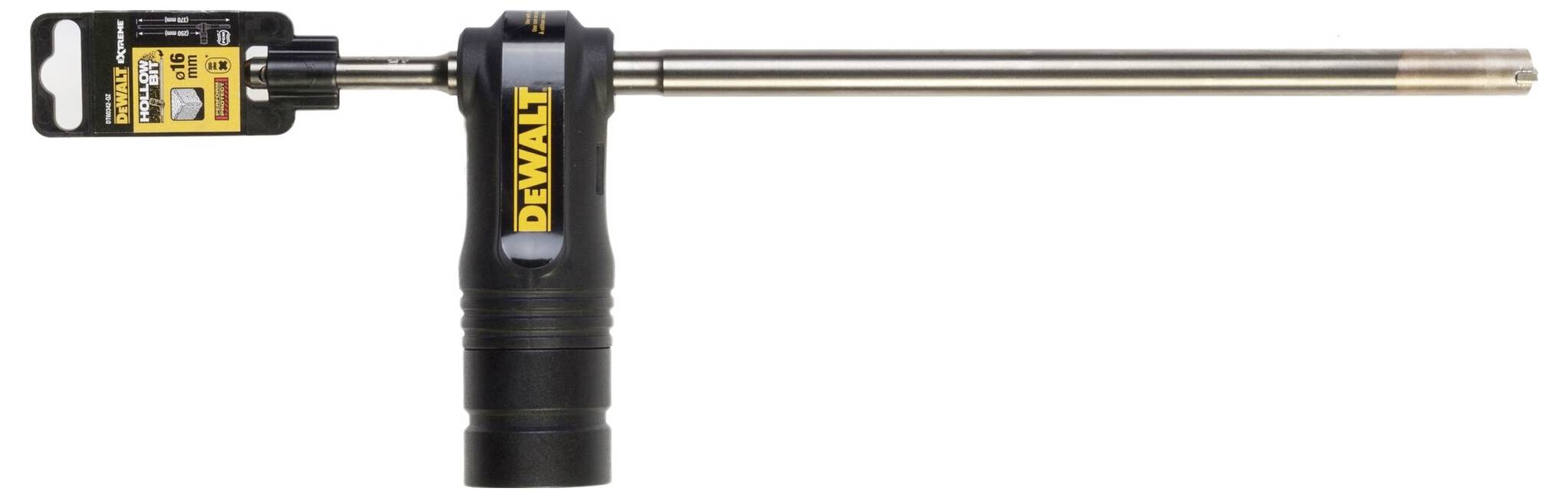 Lötkolben von DEWALT mit schwarzem Griff und langen, schmalen Metallschäften. Verpackungsanhänger am Griff befestigt.