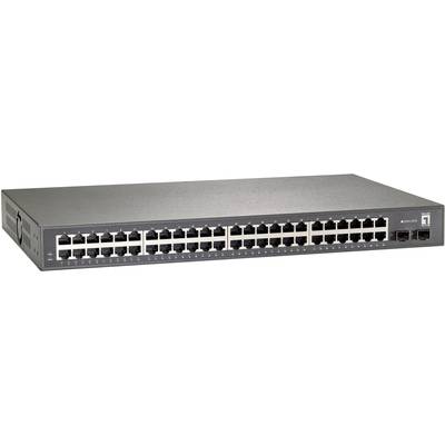 Ein Netzwerk-Switch mit 48 Ethernet-Ports, oft in IT-Infrastrukturen verwendet, um mehrere Geräte in einem lokalen Netzwerk zu verbinden.