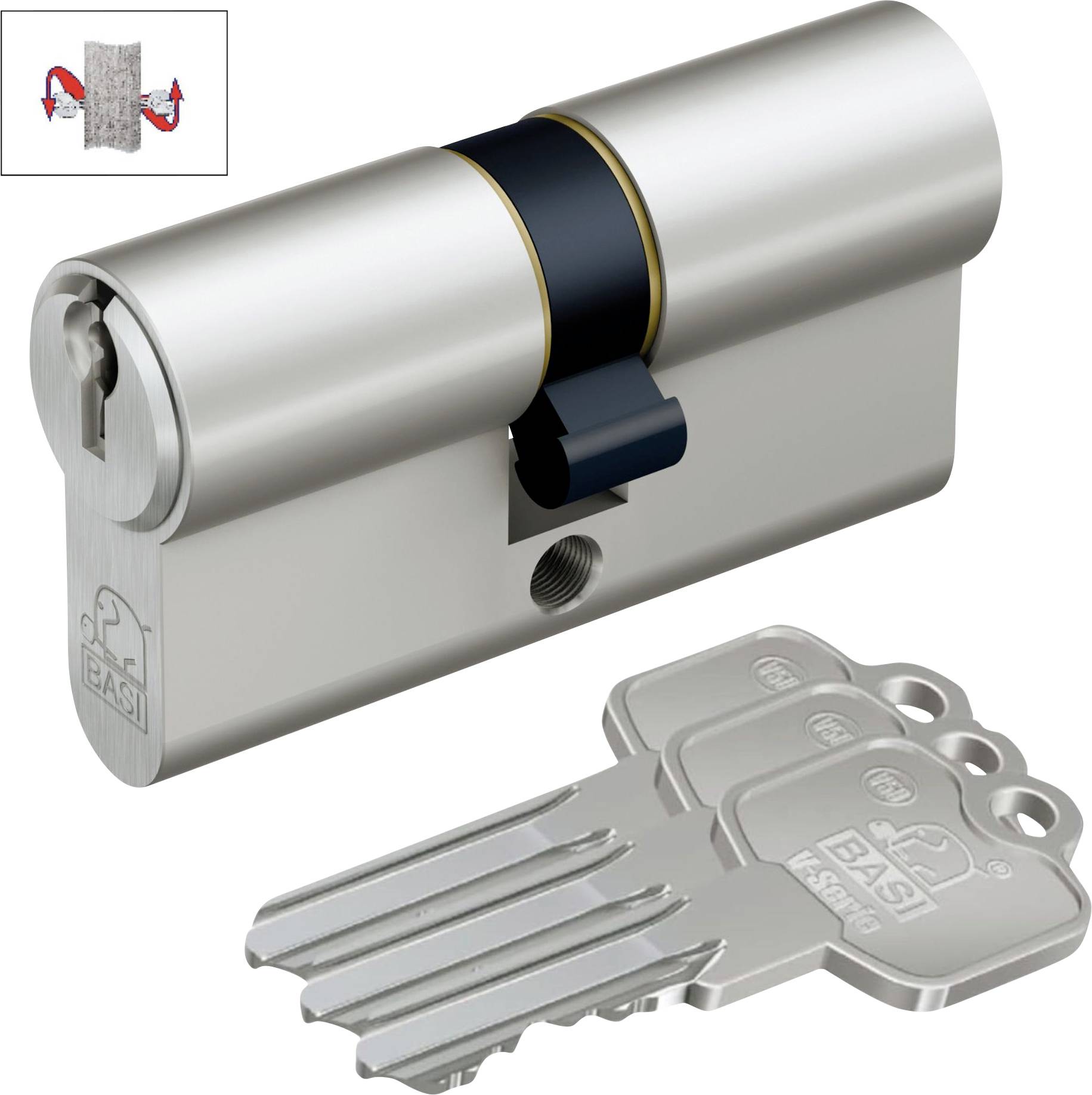 Basi 5220-2735 Profil-Kurzzylinder 27 / 35mm