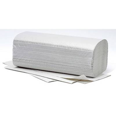 Ein Stapel weißer Papierhandtücher auf einer glatten Oberfläche. Die Tücher sind rechteckig und leicht gefächert ausgelegt.