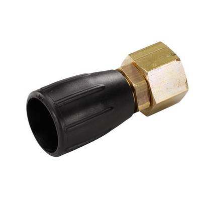 Ein Adapter mit Messinggewinde und schwarzem Kunststoffgriff.