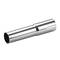 Metallrohrverbinder aus glänzendem Edelstahl mit einfacher zylindrischer Form, geeignet zum Verbinden von Rohrteilen.