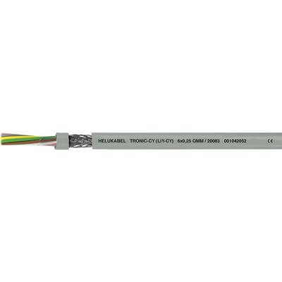 Mehradriges Kabel mit grauer Ummantelung; Aufschrift: 'HELUKABEL TRONIC-CY (LiYCY) 004.05 CALM 2008' und CE-Kennzeichnung.