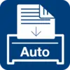 Das Bild zeigt ein Symbol für die Automatisierung eines Dokumenten-Scans, dargestellt durch ein Blatt Papier und den Text 'Auto'.