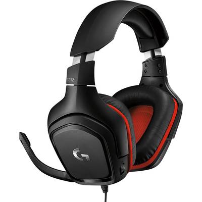 Logitech Gaming G332 Gaming  Over Ear Headset kabelgebunden Stereo Schwarz, Rot  Lautstärkeregelung, Mikrofon-Stummschal