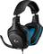 Schwarzes Gaming-Headset mit blauen Ohrpolstern und Bügelmikrofon, Modell 'G432', aus dem Hause Logitech.