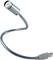Eine silberne USB-Webcam mit flexiblem Hals, die in einer geschwungenen Form positioniert ist.