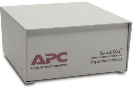 Ein silbernes Gehäuse mit der Aufschrift 'APC American Power Conversion Smart Slot Expansion Chassis'.