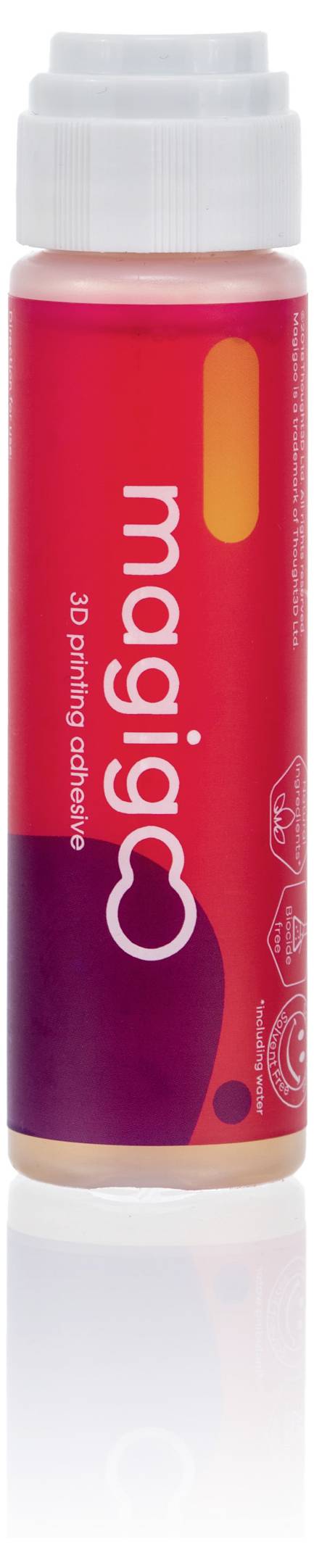 3D-Druck-Flasche mit rotem Etikett und weißem Logo, Produkt für 3D-Druck-Präzision.