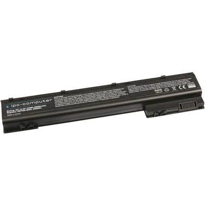 Schwarzer Laptop-Akku mit speziellem Text auf der Oberseite, inklusive technischer Spezifikationen und Markenlogo von ipc-computer.