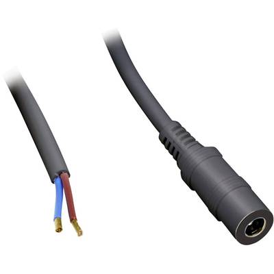 Grauer Audiokabeladapter mit einer Klinkenbuchse auf der einen und zwei abisolierten Leitungsenden auf der anderen Seite.