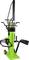 Grüner Holzspalter mit hydraulischem Hebelmechanismus und Rädern für mobil einfachen Gebrauch. Modell 'Zipper ZI-HS14TN'.