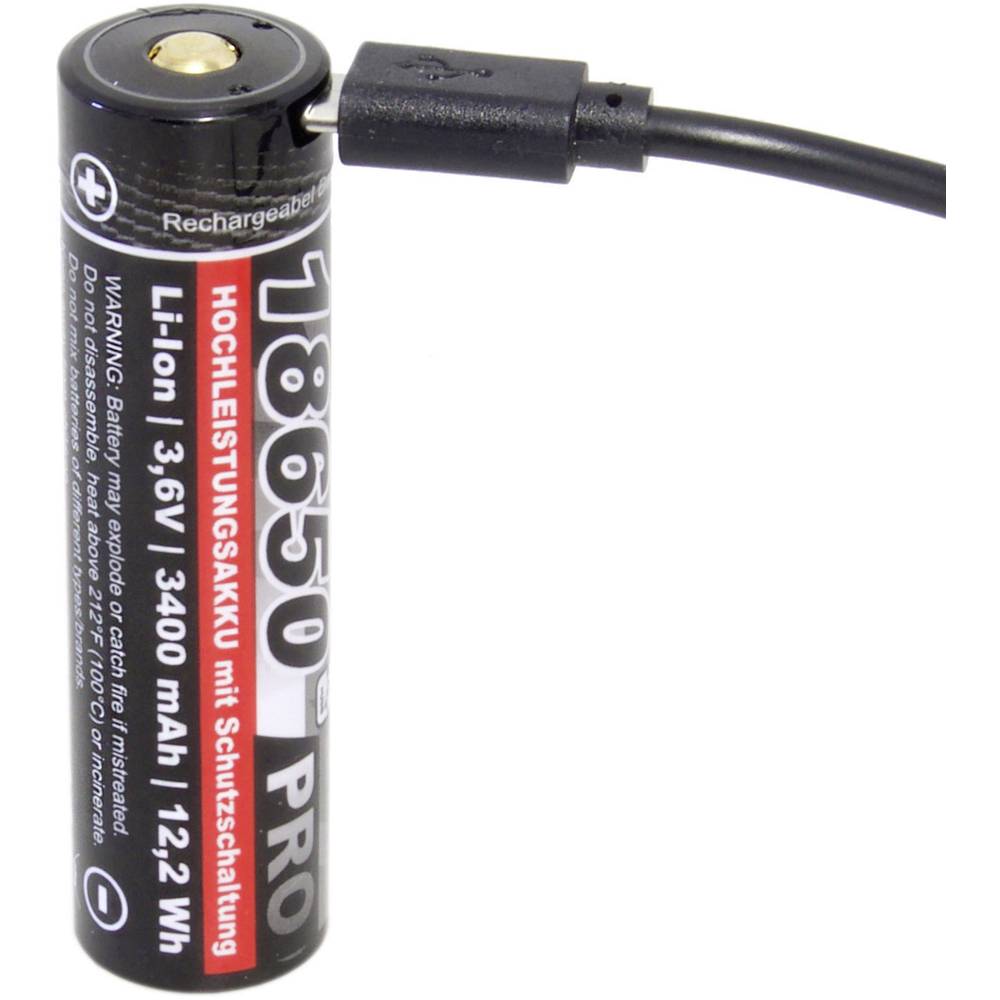 kraftmax Pro USB Speciale oplaadbare batterij 18650 Li-ion 3.6 V 3350 mAh