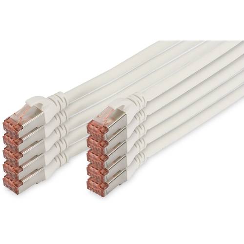 Thumbnail - Digitus DK-1644-030-WH-10 RJ45 Netzwerkkabel, Patchkabel CAT 6 S/FTP 3.00 m Weiß Folienschirm, Gesamtschirm, Geschirmt, ...