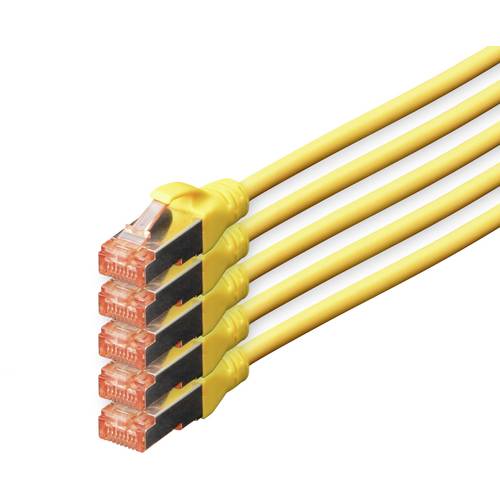 Digitus DK-1644-100-Y-5 RJ45 Netzwerkkabel, Patchkabel CAT 6 S/FTP 10.00 m Gelb Folienschirm, Gesamtschirm, Geschirmt, H...
