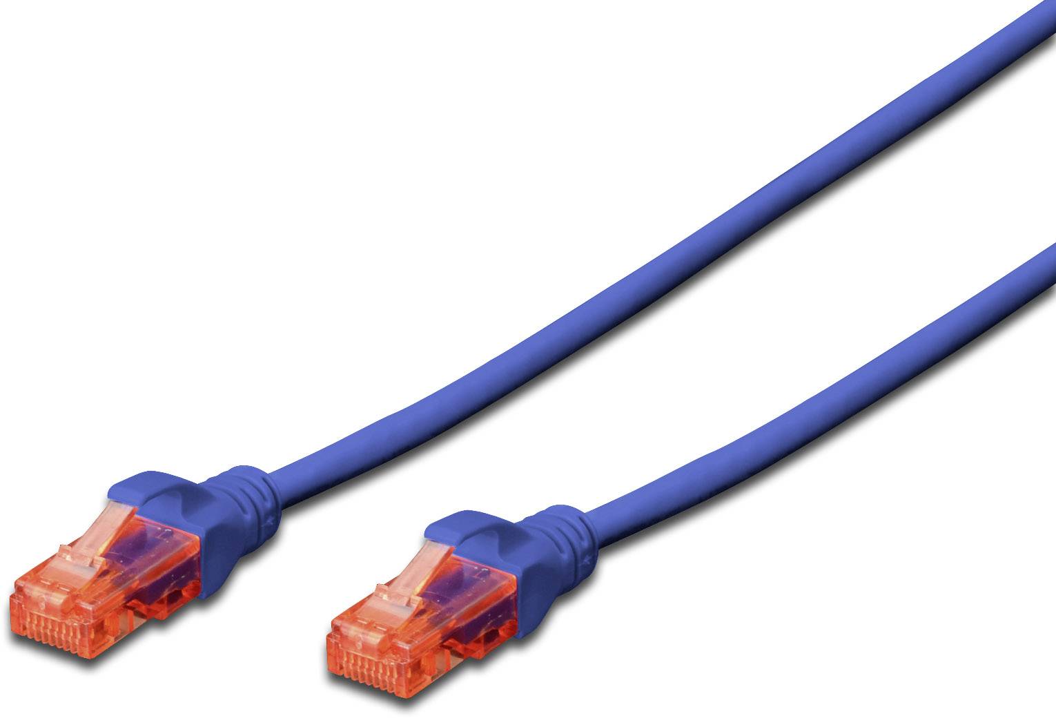 DIGITUS RJ45 Netzwerkkabel, Patchkabel CAT 6 U/UTP 5.00 m Blau Flammwidrig, Halogenfrei, Ungesc