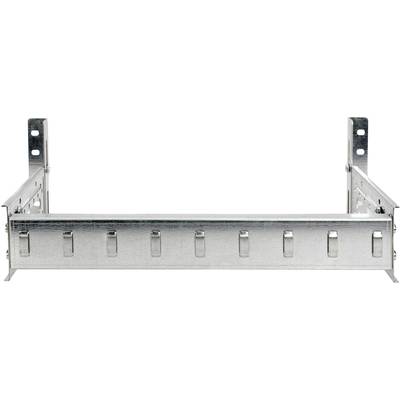 Ein Metallgestell zur Wandmontage, geeignet für das Aufhängen oder Befestigen von Geräten, mit Befestigungslöchern an den Seiten.