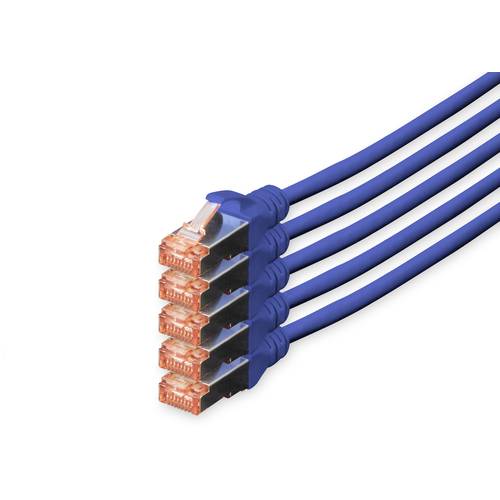 Thumbnail - Digitus DK-1644-100-B-5 RJ45 Netzwerkkabel, Patchkabel CAT 6 S/FTP 10.00 m Blau Folienschirm, Gesamtschirm, Geschirmt, H...