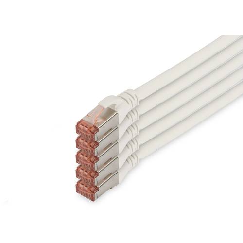 Digitus DK-1644-100-WH-5 RJ45 Netzwerkkabel, Patchkabel CAT 6 S/FTP 10.00 m Weiß Folienschirm, Gesamtschirm, Geschirmt, ...